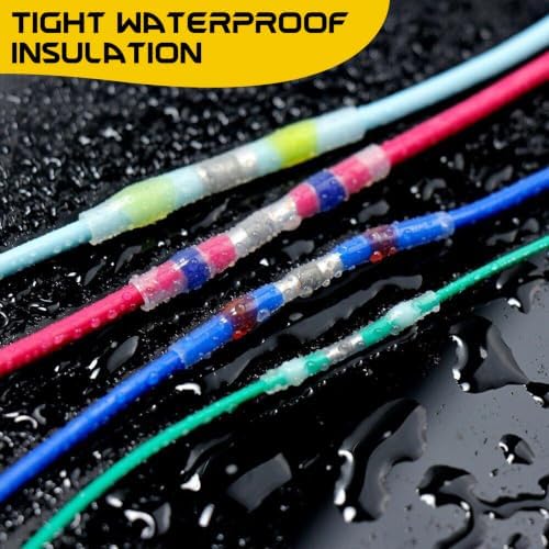 205Pcs Heat Shrink Solder Seal Wire Connectors with Heat Gun, 350W 2-Temp Mini Heat Gun with 5Ft Power Cord for Automotive Marine Wiring Repair Crafting Embossing DIY