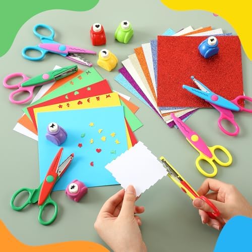 Watersay 74 Pcs Craft Scissors Decorative Edge Set Back to School Gifts