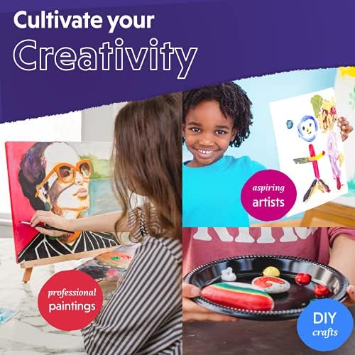 Crafts 4 All Acrylic Paint Set for Adults and Artists - 24 Pack of 12mL Paints with 3 Art Brushes, Non-Toxic Craft Paint for Easter Eggs, Ceramic Rock- Art Supplies