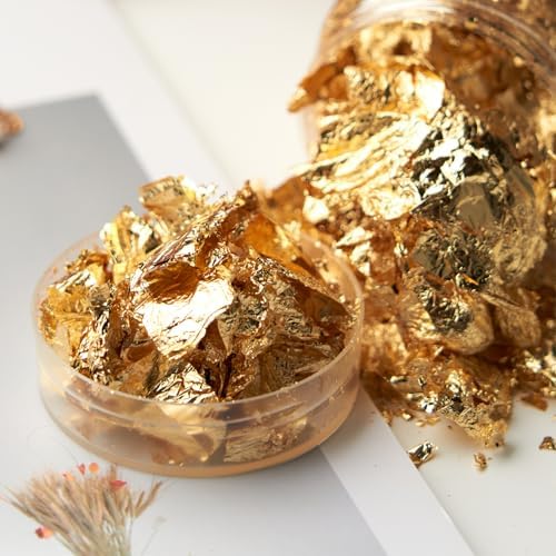 Gold Leaf Flakes for Crafts, Resin & Nails, 10g Gold Foil