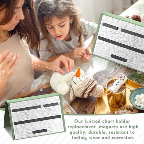 Flutesan 1 Pcs Knitting Pattern Holder, Fold up Cross Stitch Knitting Chart Keeper with Replacement Magnets, Magnetic Cross Stitch Accessories (Folded Size 6.1 x 9 Inch,Sage Green)