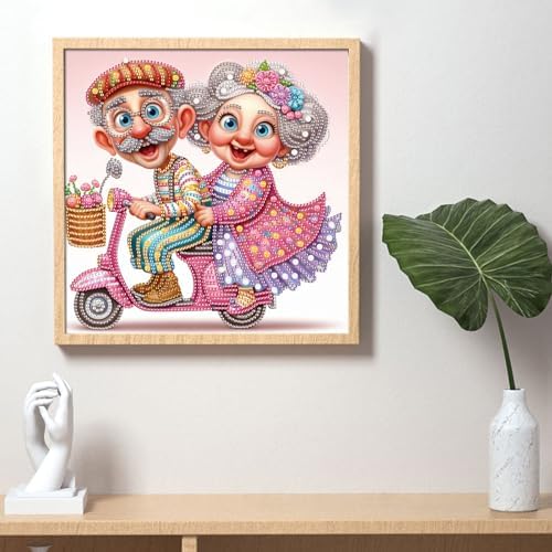 Diamond Painting Kits for Adults, Grandparents Go for a Ride Pattern Design Special Shape Diamond Art Kits for Beginners, DIY Diamonds Paintings Art for Home Wall Decor Gift