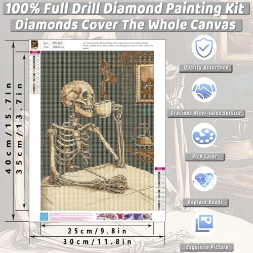 KICHANG Skull Diamond Art Kits for Adult Diamond Painting Kit for Beginner