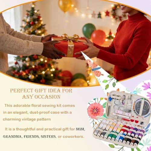 Bobode Printing Floral Travel Sewing Kit with 130 PCS Sewing Accessories