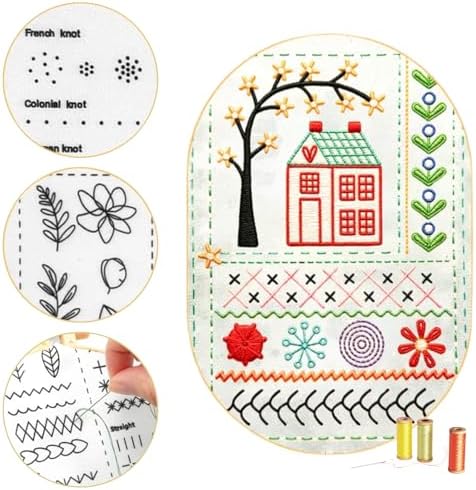 IF FEEL Embroidery Stitch Book Kit for Beginners, Hand Embroidery Practice Book with 106 Washable Fabric Patterns, Complete Starter Set with Threads, Needles, Hoop & Tools for Adults DIY Craft Gift
