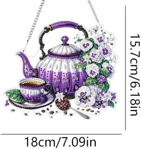 ARPADAMO teapot Diamond Art Kits for Adults, Acrylic Hanging Suncatcher