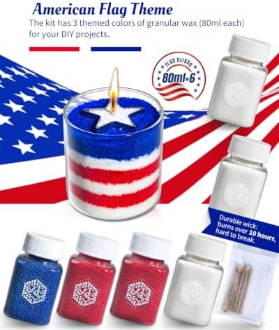 DIY Patriotic American Flag Pearled Candle, Sand Wax Candle Making Kit