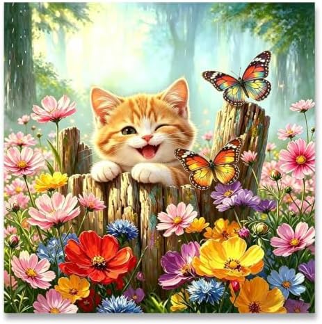 SUHEFAFA Cat Diamond Art Kits for Adults Beginners 12×12inch