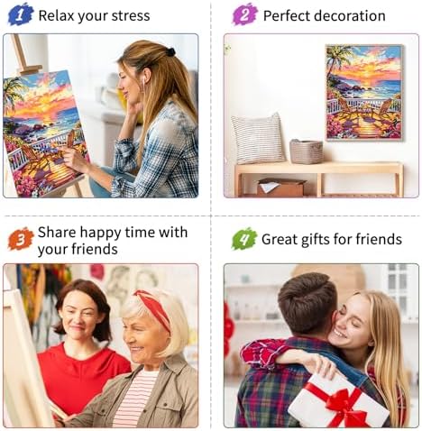 ZTOTZ Paint by Numbers Kit for Adults Sunset Landscape Art 16x20 Home Decor