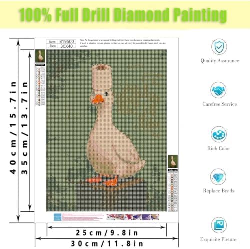 Duck Diamond Art Kits for Adults,Funny Diamond Painting Kits 12X16In