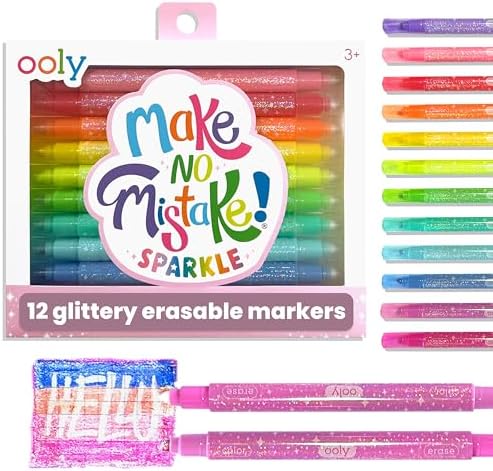 Ooly Make No Mistake Glittery Erasable Markers, Set of 12