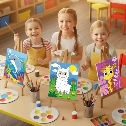 Louise Maelys 5x7Inch Pre Drawn Canvas for Painting for Kids, 12Pack