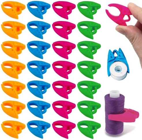 100pcs 4 Colors Sewing Bobbin Holder Clips Silicone Bobbin Spool Clips Sewing Supplies for Embroidery Quilting Thread Spools Organizing (4color-100pcs)