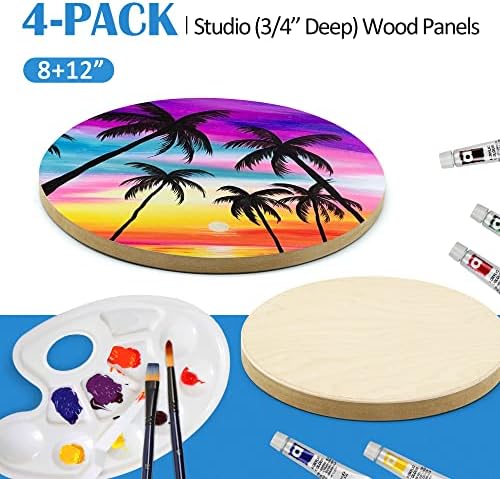 Falling in Art 4 Pack 8'' &12'' Unfinished Round Birch Wood Panels