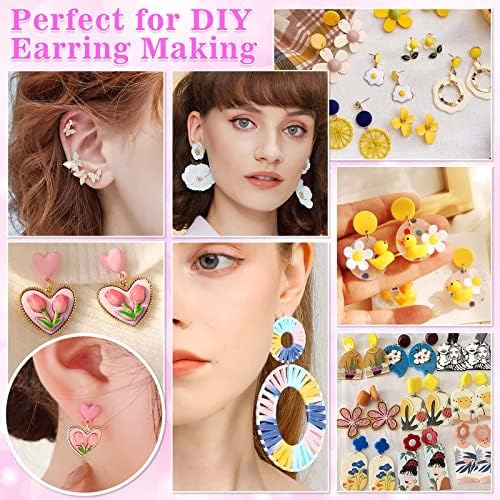 Anezus Jewelry Glue With 600pcs Stainless Steel Earring Posts and Backs - Hypoallergenic Blanks With Rubber Backs for Jewelry Making Supplies and Findings