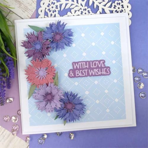 Scrapbooking Die-Cuts for Card Making, Christmas Metal Cutting Dies, Paper Craft Punch Template, Background Embossing Stencils, DIY Album Décor (Cornflower-9.8x7cm)