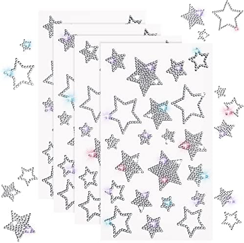 Epakh 84 Glitter Bling Rhinestone Sticker, Star, Silver