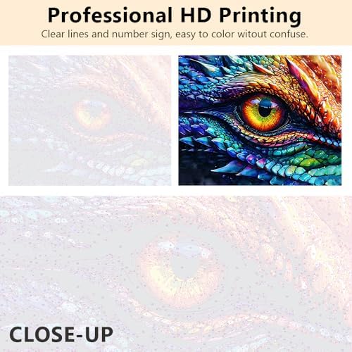 TUMOVO DIY Paint by Number for Adults Dragon Eye and Scales Paint by Numbers Kits for Adults Paintwork with Paintbrushes Color by Numbers Oil Painting Art Crafts 16"x20"(with Frame)