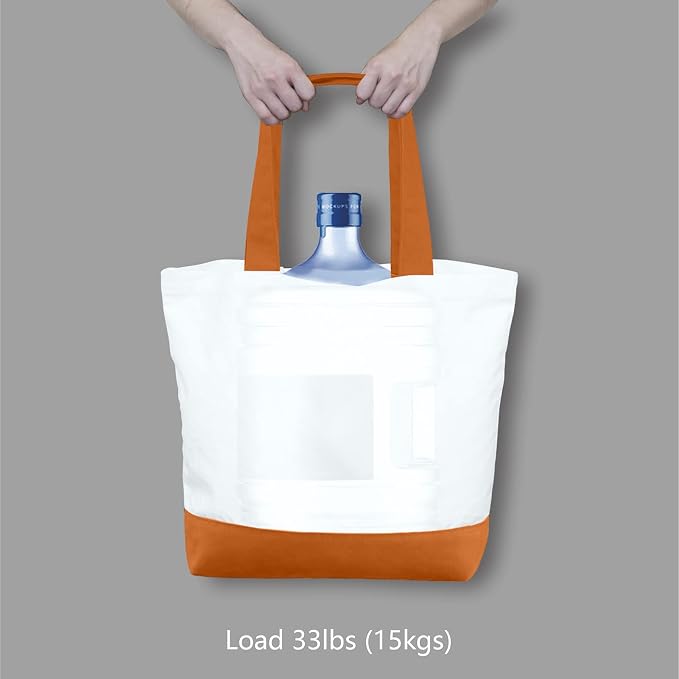 TOPDesign 3-Pack Super Strong Large 12oz Cotton Canvas Tote Bags, Reusable Grocery Shopping Cloth Bags, Fashionable Two-Tone Totes for Crafts, DIY Your Creative Designs