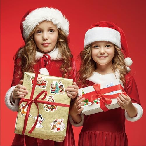 100PCS Vintage Christmas Stickers, Santa Claus Snowman Sticker Pack for Kids Teens Adults, Waterproof Holiday Stickers Decals for Scrapbook,Cards