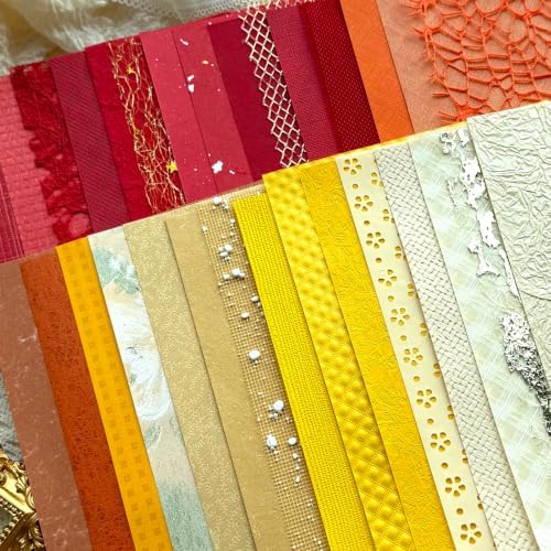 30 Sheets A5 Warm Assorted Textured Scrapbook Paper & Mesh Fabric