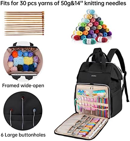 Leudes Crochet Bag Backpack for Yarn Storage Tote Travel Large Knitting Bag