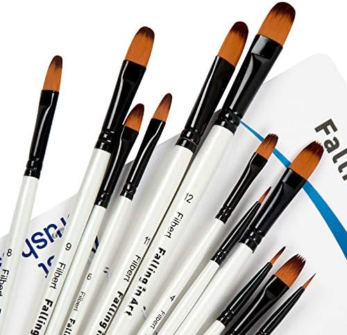 Falling in Art 12 PCS Professional Filbert Paint Brushes Set