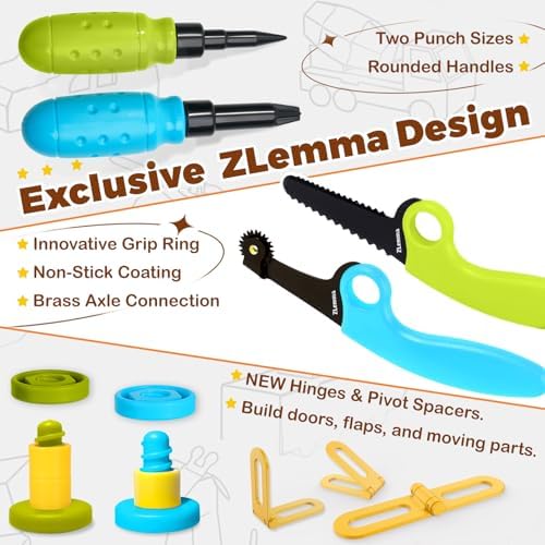 Cardboard Construction Kit - 401 PCS Kids Building Set with Safe Serrated Cutter, Crease Roller, Screws & Nuts, STEM Upcycled Tool for DIY Cardboard Projects, Engineering & Creativity