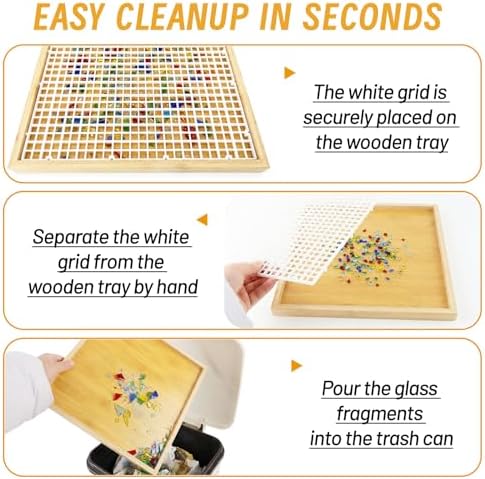 Verdanzia Stained Glass Cutting Mat, 12"X12" Waffle Grid Mat for Glass Cutting, Stained Glass Cutting Board with Tray & Craft Cutting Mat, Stained Glass Supplies for Scoring and Cutting Glass (Wood)