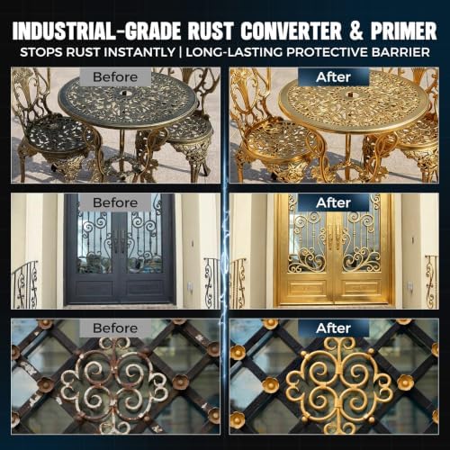 Gold Metal Paint, Gold Paint for Metal, Anti Rust Enamel Multi Surface Acrylic Gold Paints Refinishing Kit for Metals, Gate, Fence, Railing, Craft, Wood, Walls, High Heat Resistant 5.3oz