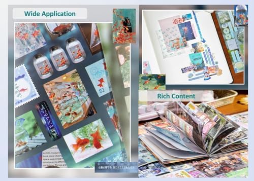 Japanese Retro Sticker Book, 800 Cartoon Stickers Book with Art Coated Paper Creative Activity Stickers for Adults, DIY Scrapbooking Phone Cases Laptops Party Gifts (Four Season Radio)