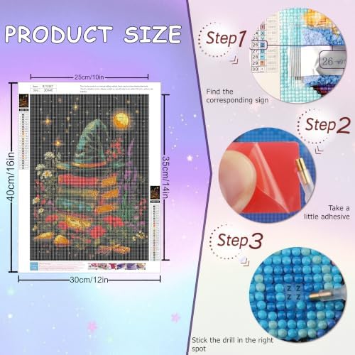 Vesmiral Book Diamond Art Kits for Adults 12x16inch