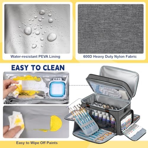 2 Layer Acrylic Paint Storage Bag for 32 Bottle(2 oz) Acrylic Paint