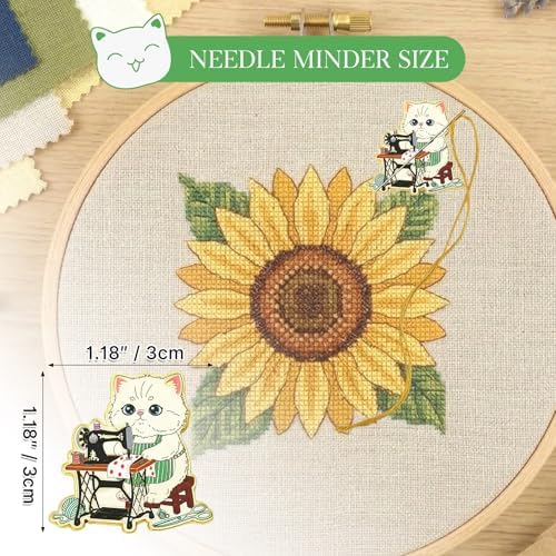 WUSUTE Cute Cat Needle Minder, Funny Cat Needle Minder Magnet for Cross Stitch, Embroidery Sewing Sewing Accessories for Needle Organizing