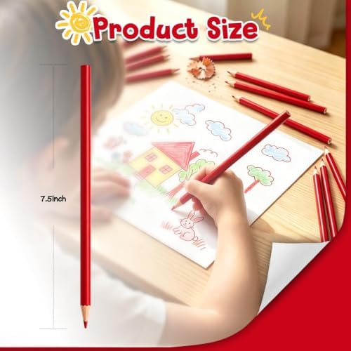 12 PCS Red Colored Pencils, Pre-sharpened Professional Wooden Art Pencils Set for Artists Painting | Premium Drawing Sketching Supplies