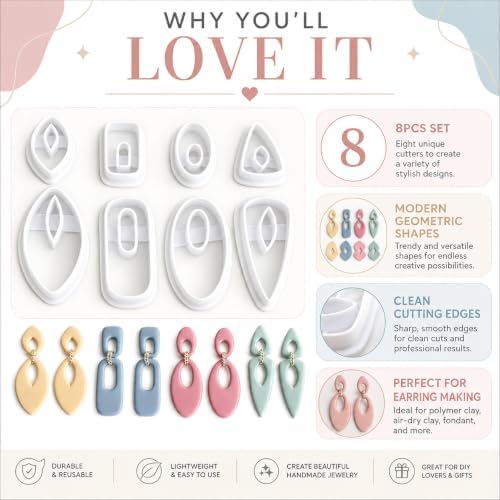 8 Pcs Geometric Polymer Clay Cutters Set
