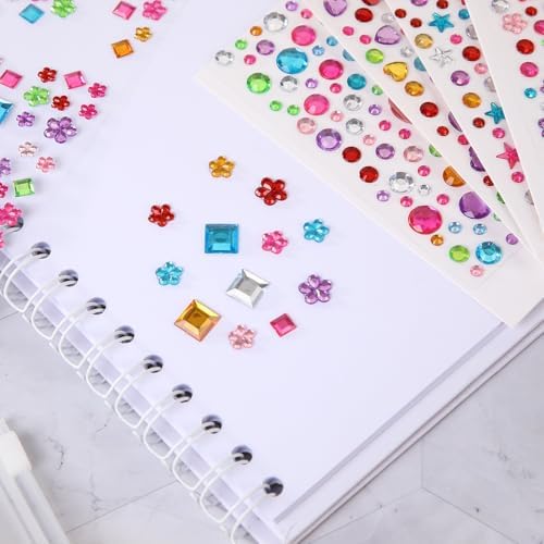 Gem Stickers for Crafting, Face, Eye, and Body Makeup, DIY Decoration, Kids' Rewards (Gem Stickers C 8 Sheets)