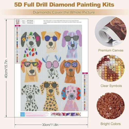 YOLENIX Portrait of a Puppy Diamond Art Kits for Adult Diamond Painting Kit