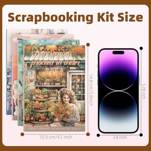 Four Seasons Style Stickers Scrapbooking Supplies for Junk Journal, Four Sticker Books, 80 Sheets PET Stickers