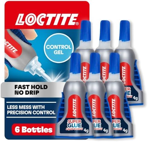 Loctite Super Glue Gel Control, Clear, 0.14 fl oz Bottle, 6 Pack - Superglue for Plastic, Wood, Metal, Crafts & Repair, Cyanoacrylate Adhesive Instant Glue, Quick Dry