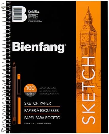 Bienfang Sketch Pad 8.5x11 Inch, 100 Sheets of 60lb 90gsm Art Paper, Spiral Bound Sketch Book Drawing Notebook