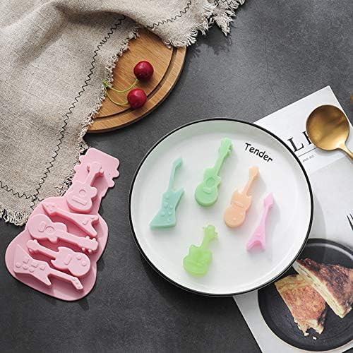 Craftdady Silicone Soap Mold 5 Cavities Guitar Musical Instrument Moulds Trays, 2 Pack for Handmade Craft Biscuit Candy Chocolate Fondant Cake UV Resin Epoxy Resin Jewelry Making