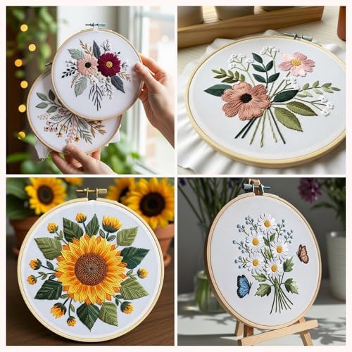 12 PCS Natural Cotton Embroidery Fabric, Pre-Cut White Embroidery Cloth Fabric Squares for Embroidery Garment Craft (7.8 x 7.8 Inch)