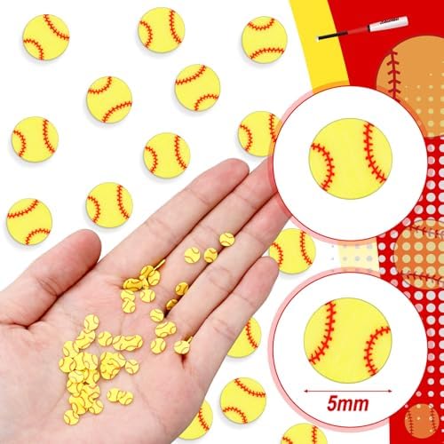 Weysat 60g Mini Softball Clay Slices, 0.2 Inch Softball Confetti Pieces