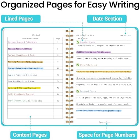 Lined Spiral Journal Notebook, A5 College Ruled Notebook for Note-Taking