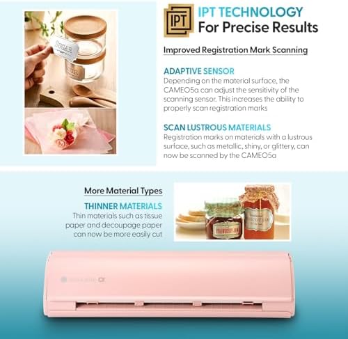 Silhouette America Cameo 5 Alpha (α) Smart Cutting Machine, Matte Pink (Deluxe Bundle) - Includes Business Edition Software, 36 Vinyl Sheets, PixScan Mat, Tool Kit & 25 Free Designs