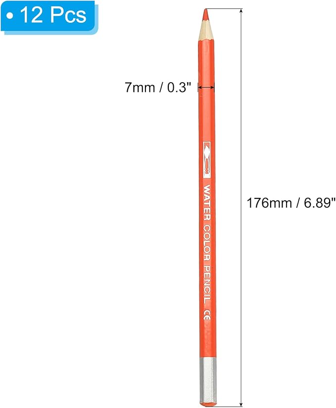 PATIKIL Watercolor Pencil, 12Pcs Water Soluble Pencils for Blending, Coloring, Sketch Drawing, Painting, Orange Red