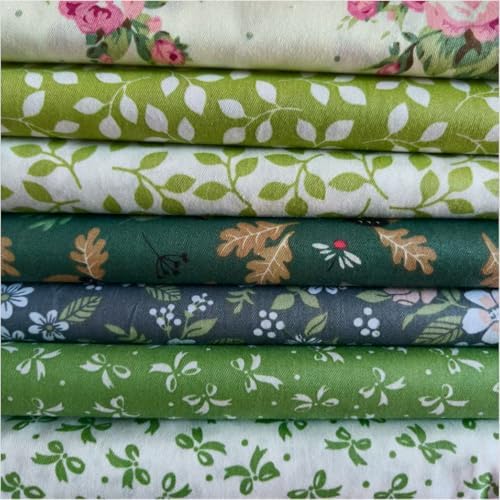 Cotton Fabric DIY Making Supplies Quilting Patchwork Fabric Fat Quarter Bundles DIY for Quilting Cotton Patchwork Cushions (Green Bow, 9.8" x 9.8")