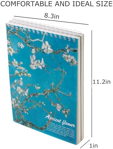 Van Gogh Aesthetic Art Mixed Media Sketchbook,98lb/160gsm Acid Free Thick Paper Sketching,Larger Blank Spiral Bound Notebook,Sketch Pad Book for Kids Student and Adult (Almond Blossoms)