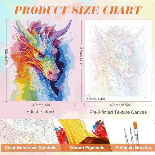 Kalonyth Dragon Paint by Numbers Kit for Adults, 16x20 inch, No Framed
